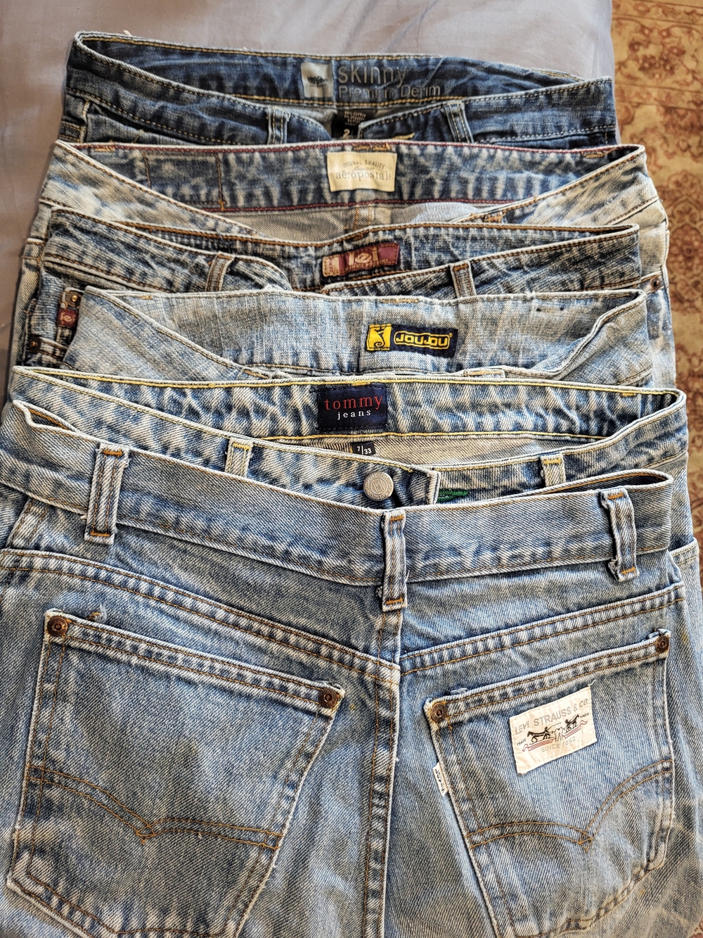 Set Of 6 Y2K Womens Jeans Distressed 7/8 Levi,lei,aero,massimo,joujou,tommy